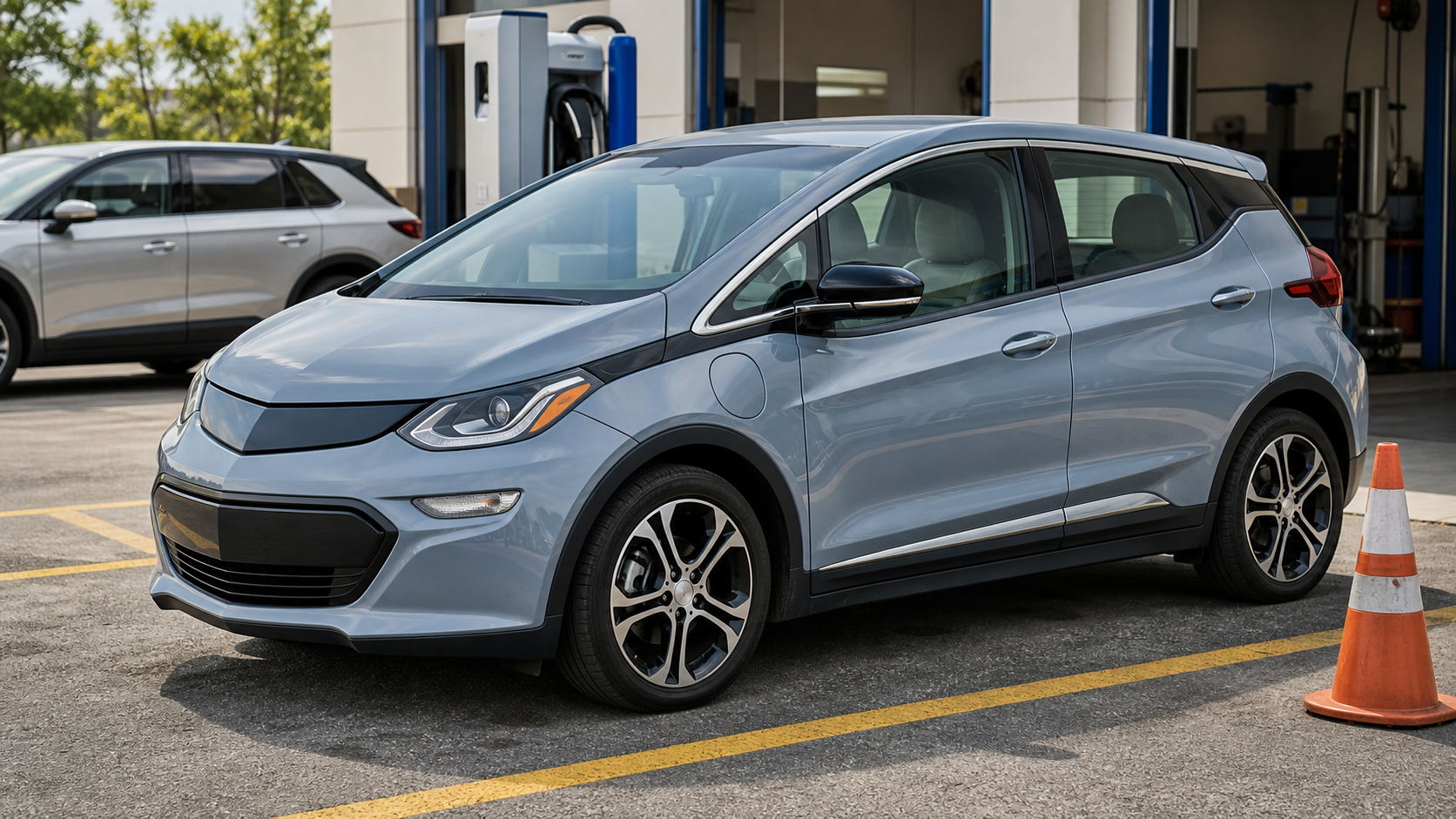 ภาพประกอบ Chevrolet Bolt EV style รถไฟฟ้า hatchback ในช่องตรวจ recall