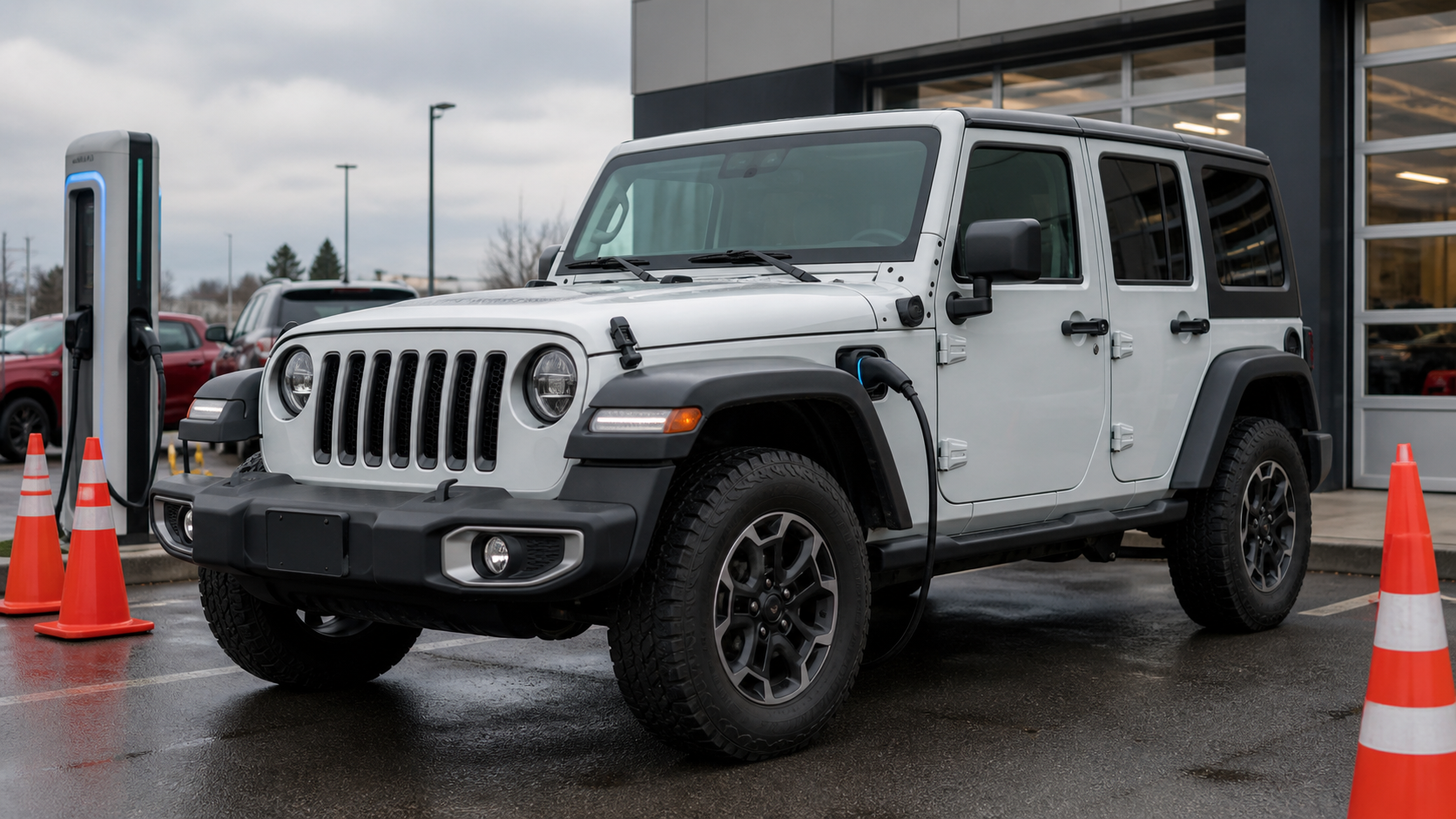 ภาพประกอบ Jeep 4xe style รถปลั๊กอินไฮบริด SUV จอดในลานตรวจ recall